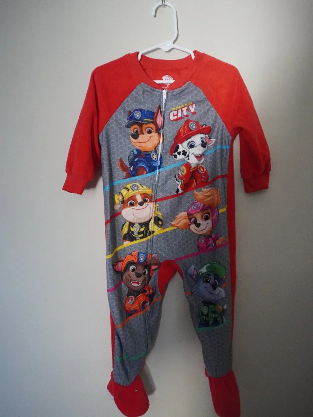 Paw Patrol Red and Gray Character Footed Pajamas